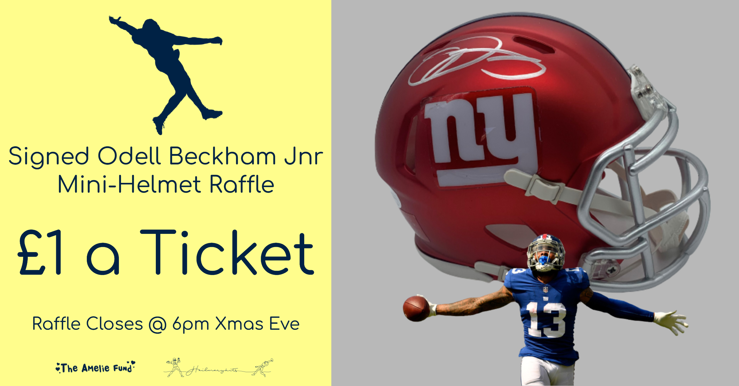 Signed Odell Beckham Jr Giants Mini Helmet (Red)