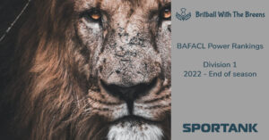 BAFACL Power Rankings 2022 – Division 1 &#8211; End of season